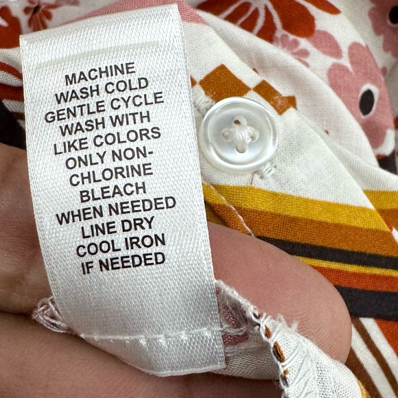 Cato Bohemian Mixed Print Button Up Blouse Shirred Cuffs Size XL - Picture 8 of 8